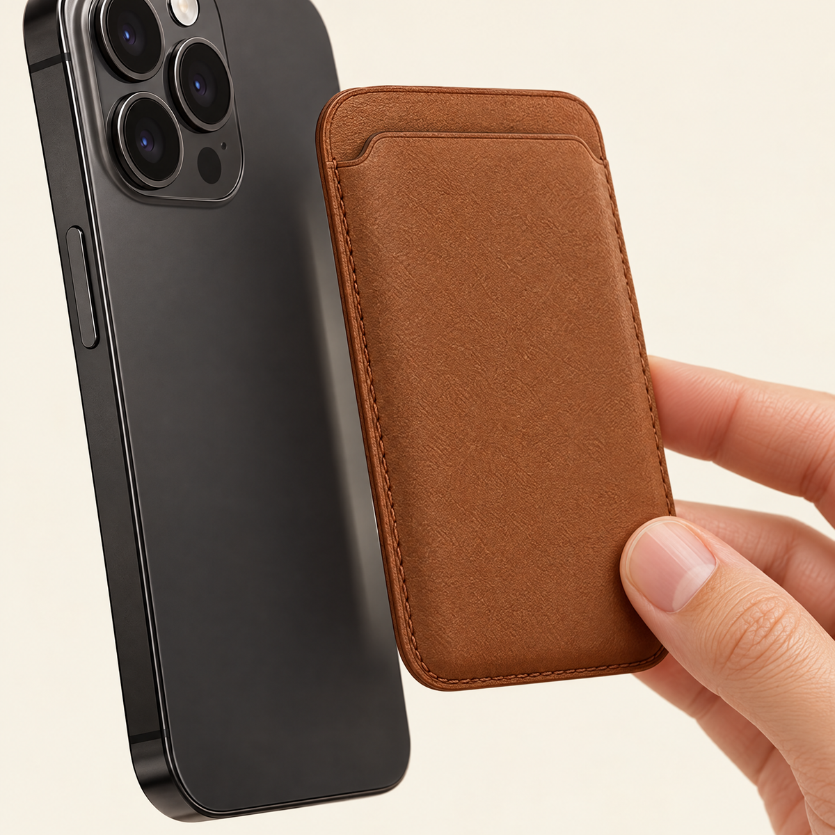 Der Kartenhalter wird magnetisch vom Smartphone abgenommen